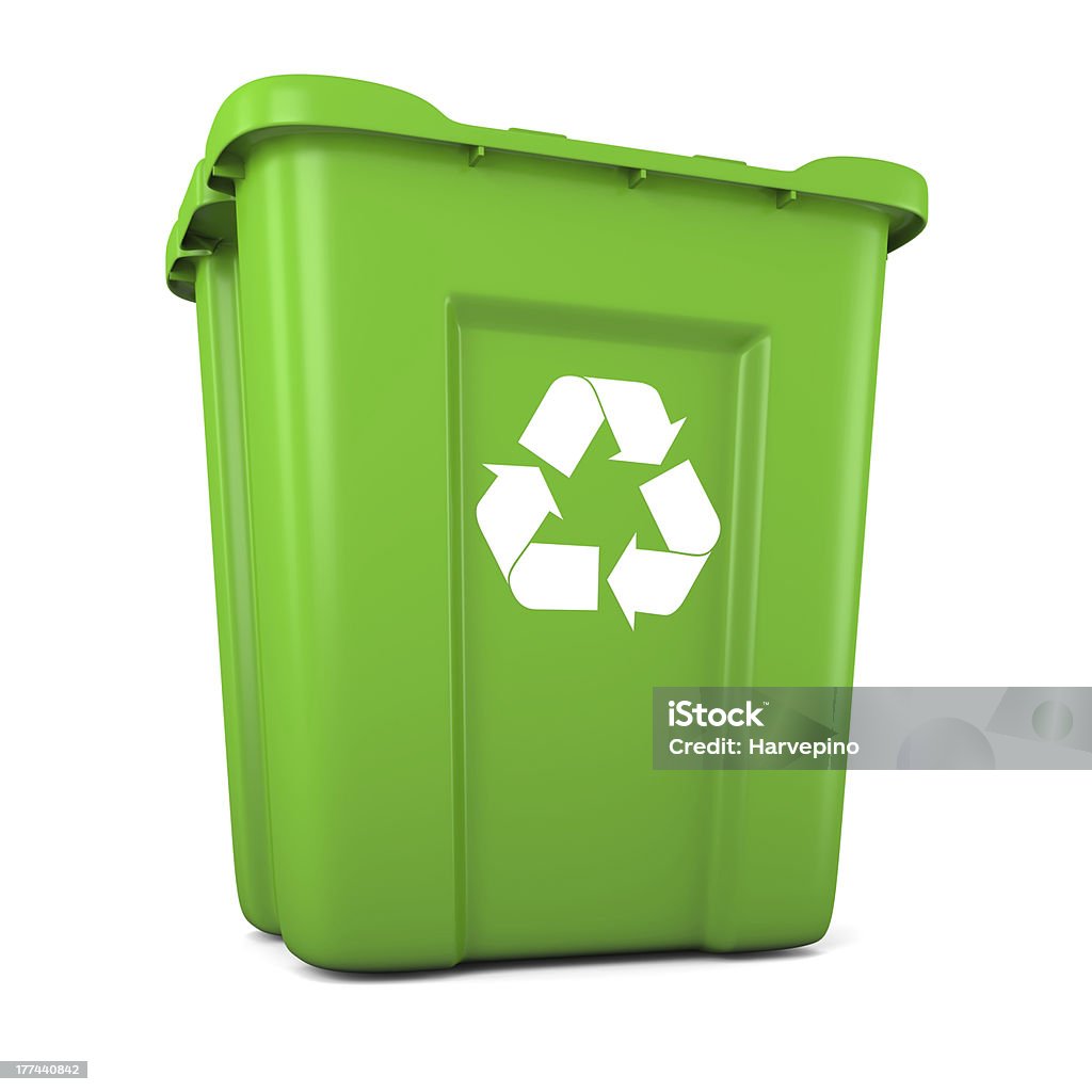 Green plastic recycle bin 3D model of empty green plastic recycle bin Recycling Bin Stock Photo