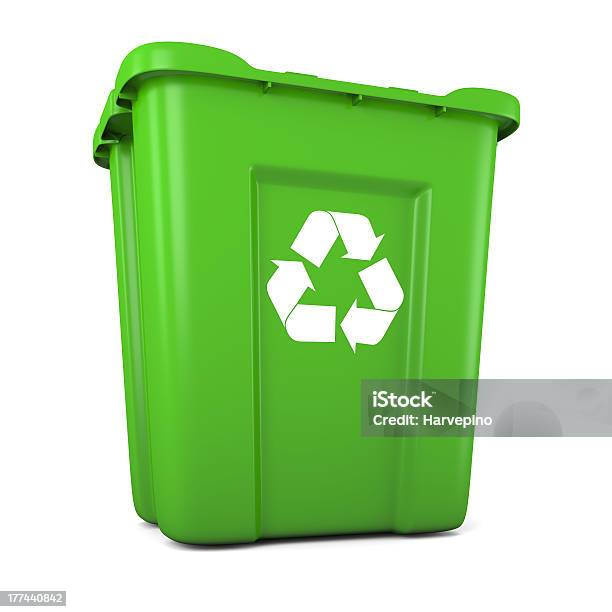 Green Plastic Recycle Bin Stock Photo - Download Image Now - Recycling Bin, Cut Out, Empty