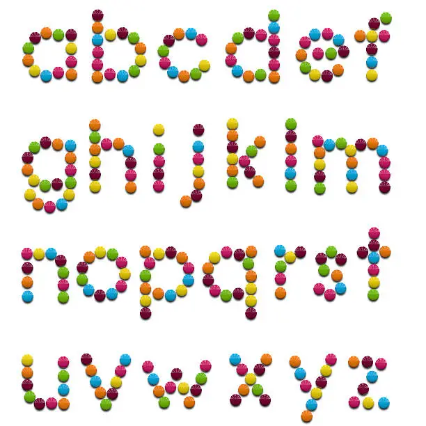 Kids font of colorful candy letters. Clipping path included for easy selection.