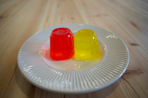 Plate with colored jellies