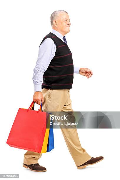 Mature Gentleman Coming Back After Shopping Stock Photo - Download Image Now - 60-69 Years, Active Seniors, Adult