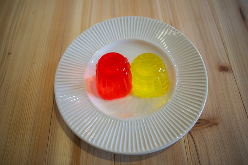 Plate with colored jellies