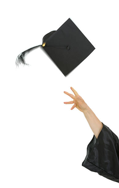 istock Female hand throwing up graduation cap 177441369