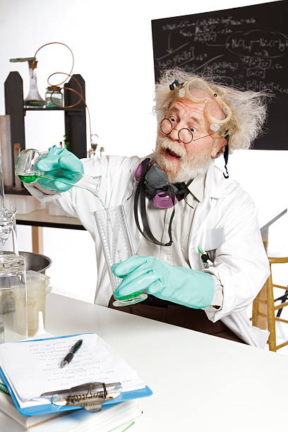 istock Mad scientist conducts chemistry experiment in his lab 177441535
