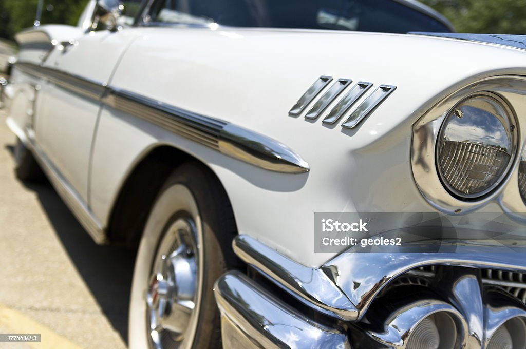 Classic Car Classic white car photographed down the side using heavy depth of field Collector's Car Stock Photo