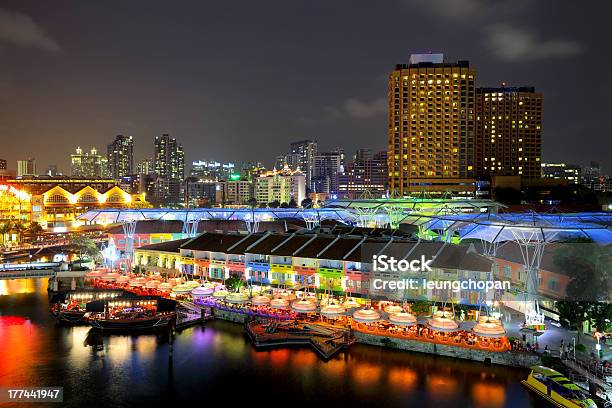 Singapore By Night Stock Photo - Download Image Now - Architecture, Asia, Built Structure