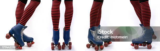 Patins De Rodas Passos - Fotografias de stock e mais imagens de Patins com Rodas - Patins com Rodas, Meia - Peça de roupa, Vermelho