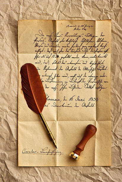 istock old letter with vintage feather quill 177442341