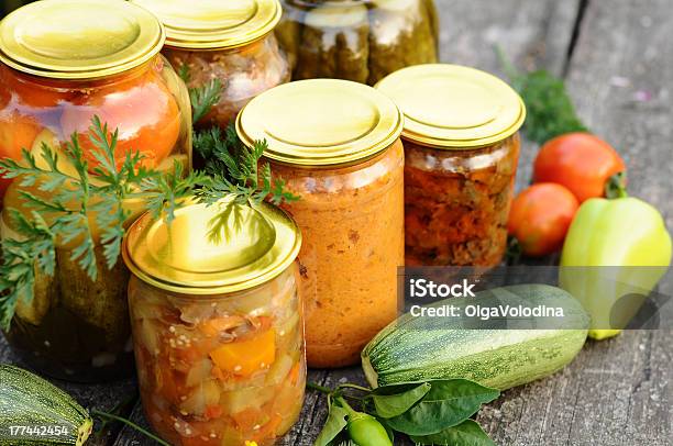 Home Canning Canned Vegetables Stock Photo - Download Image Now - Autumn, Bell Pepper, Canning