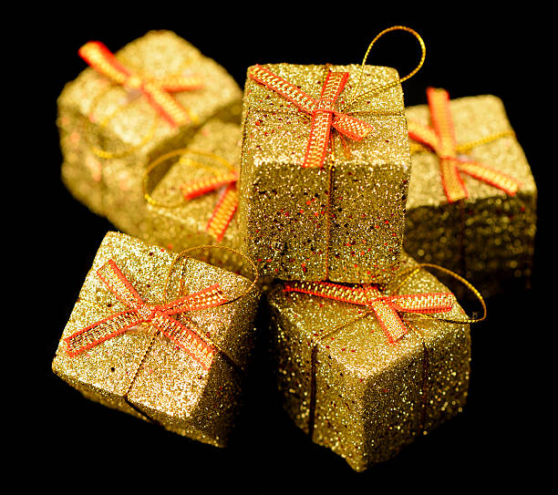 istock Gold box with gifts. 177443434