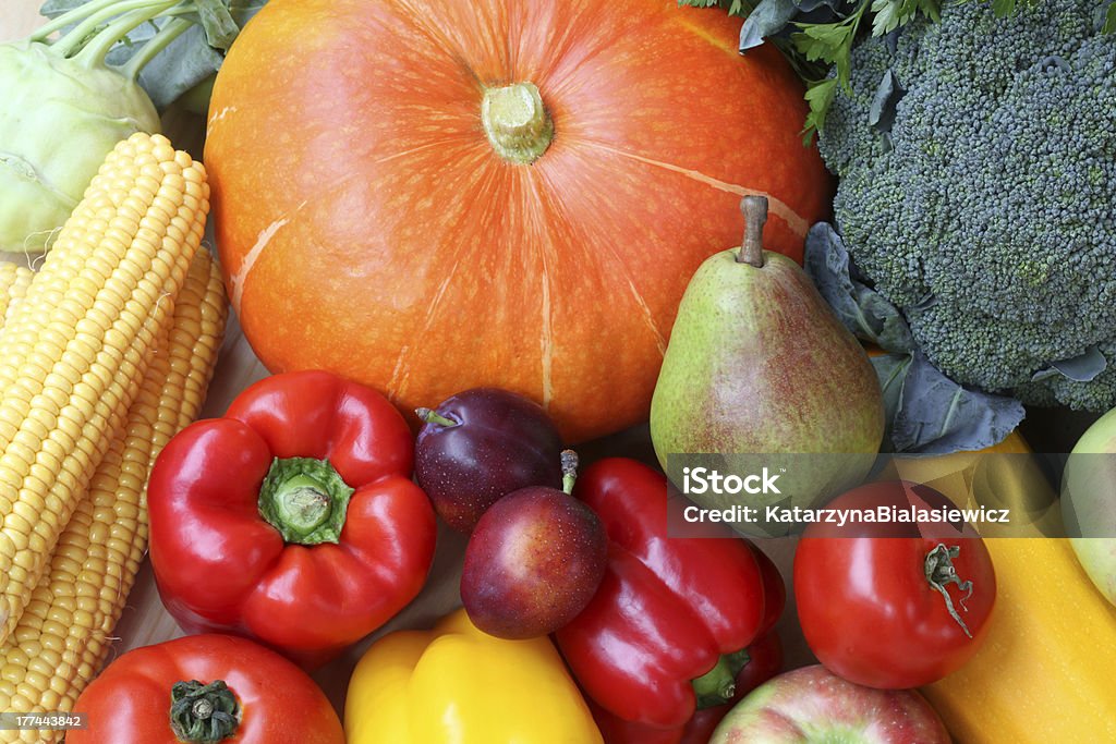 Vegetable market Closeup of vegetable stall on market, pumpkin Basket Stock Photo
