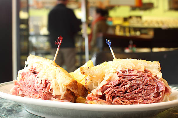 istock A Reuben sandwich on a white plate in a restaurant 177444187