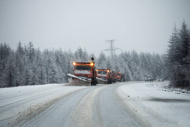 istock Winter service vehicles cleaning road with snowplows 1774444569
