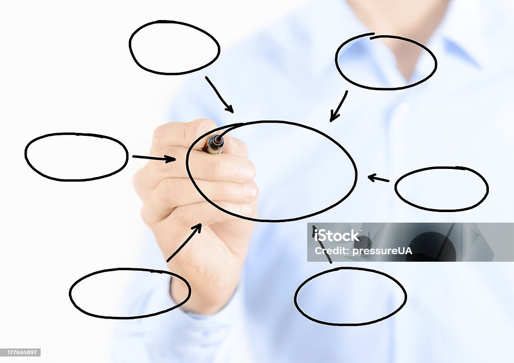 Person, die Zeichnung Kreis Diagramm auf Glas - Lizenzfrei Filzstift Stock-Foto