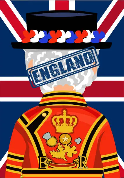 Vector illustration of Beefeater costume at Tower of London, England