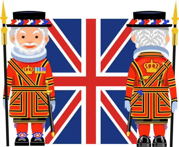Vector illustration of Beefeater costume at Tower of London, England