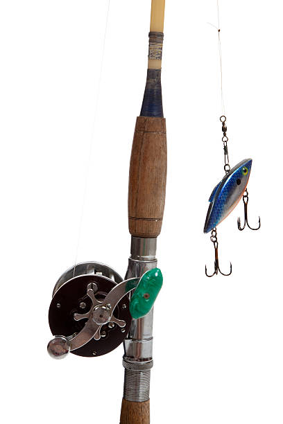 istock Fishing rod, reel and lure on a white background 177448598