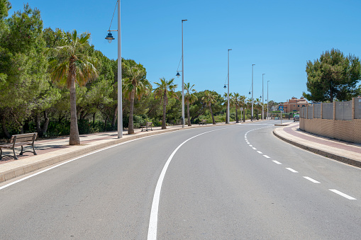 Beautiful promenade near the mediterranean shore. Paseo Maritimo Alcossebre. High quality photo