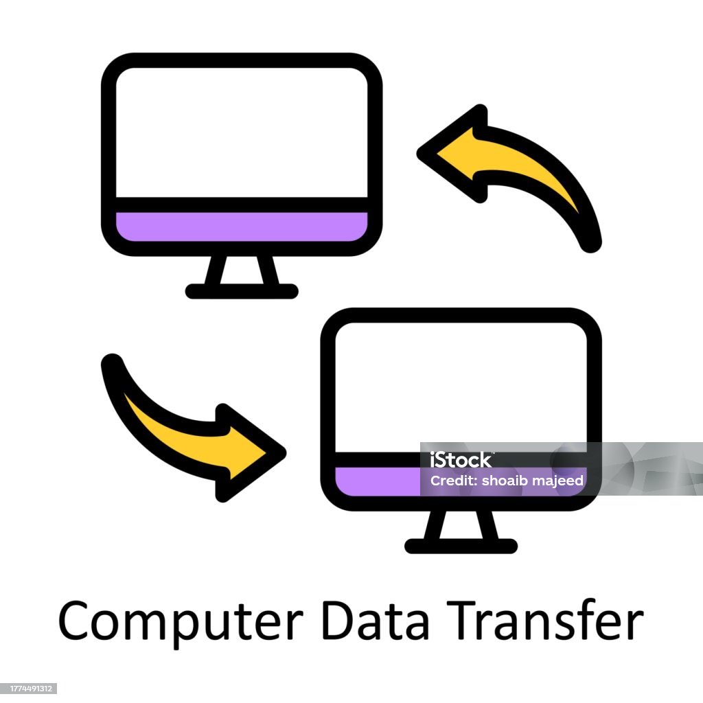 Computer Data Transfer Vector Filled Outline Design Illustration Symbol ...
