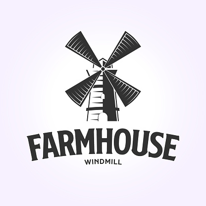 vintage windmill symbol template, factory design icon illustration vector