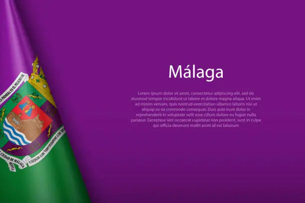 Vector illustration of 3d flag of Malaga, is a city of Spain