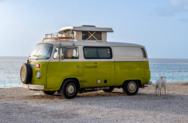 Lefkada island. Greece- 10.23.2023.A classic VW camper van by Kathisma Beach.