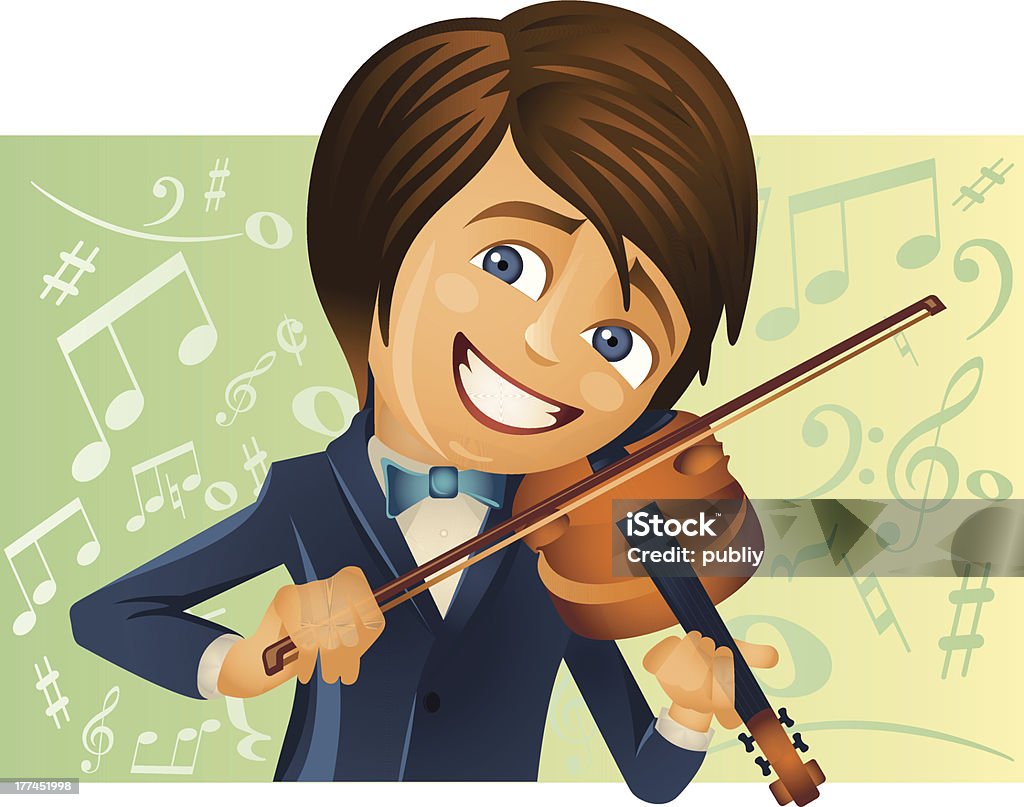 The young violinist Happy child playing the violin Cartoon stock vector