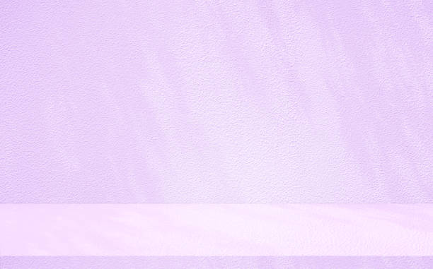 istock Empty studio interior background and backdrop and stand product display with and purple shadow and grey leaves on blank text background for inserting text 1774521110