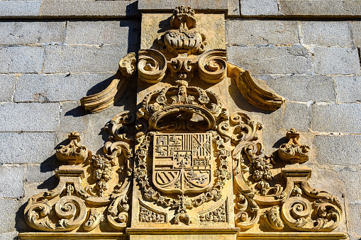 The symbol of the Sultanate of Jogjakarta, affixed to the wall of the palace. Jogja Palace is one of the favorite tourist destinations in Jogjakarta, Indonesia.