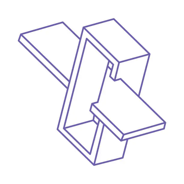 Vector illustration of Illusion shapes. 3d geometry logo. Optical illusion figures. Sacred geometry.