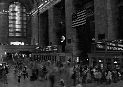 New York, USA - July 10, 2010: passengers walking at Grand Central station. Grand Central is the second busiest station of the New York City Subway system with 42,002,971 passengers in 2009. New York City.