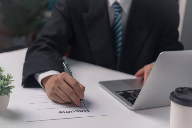 istock Businessman writing resume job search and interview human resource work contact 1774553082