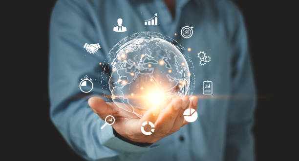 istock Businessman using planning development leadership and customer target group with Business global internet connection technology and digital marketing, Financial and banking, Digital link tech 1774553085