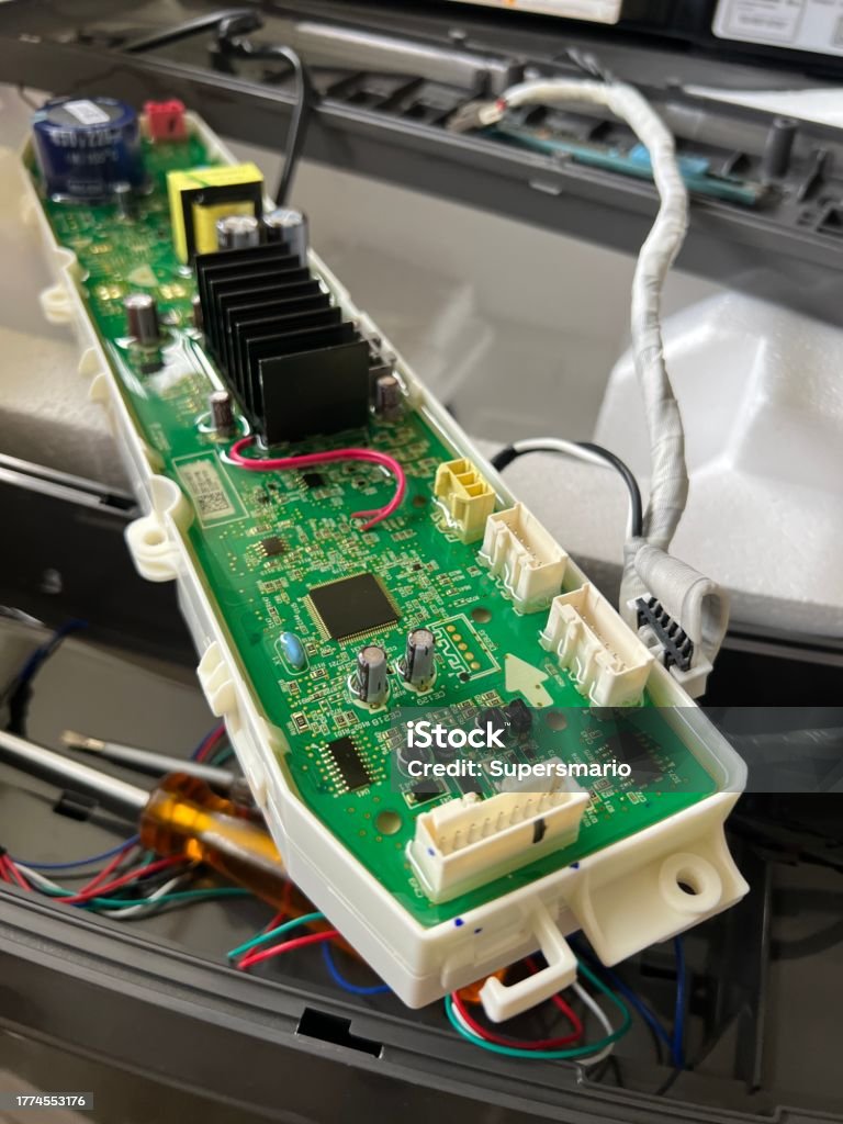 Microcontroller In Washing Machine Washing Machine Electronic Board Stock Photo - Download Image Now ...