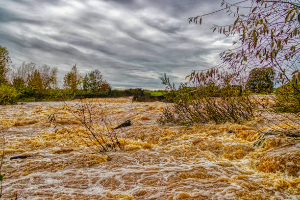 The River Tees in flood after a storm