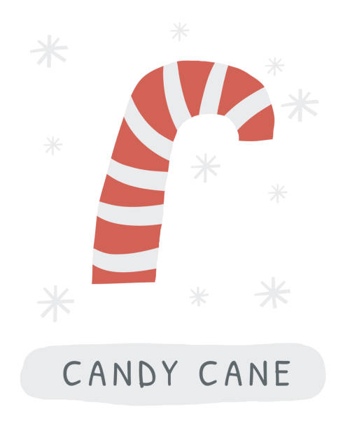 ilustrações de stock, clip art, desenhos animados e ícones de winter flashcard. learning english words for kids. - candy cane flash