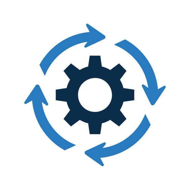 Executing, management, processing icon. Executing, management, processing icon. Simple vector illustration for graphic and web design or commercial purposes business process stock illustrations