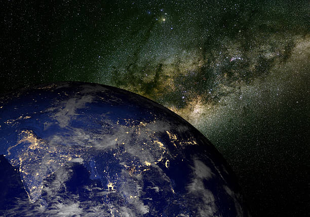 istock Earth from space at night and the Milky Way. Asia. 177457379