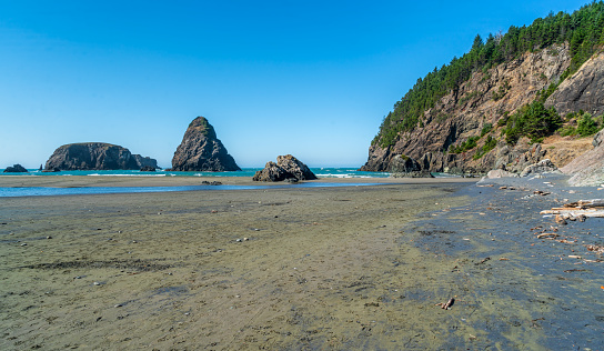 A view of rock formations at Whaleshead Beach near Brookings, Oregon.