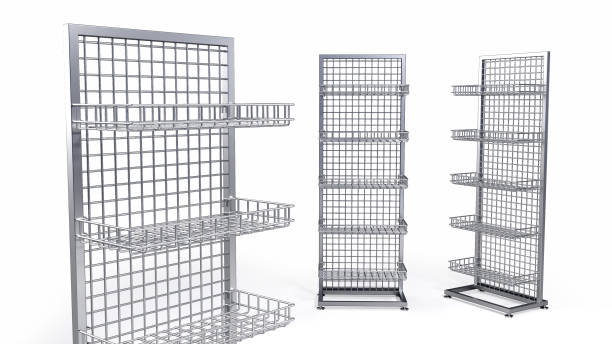 istock Metal shelf-racks, display cases in a supermarket 1774575506