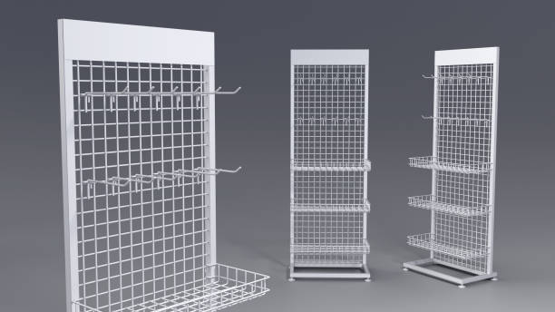 istock Metal shelf-racks, display cases in a supermarket 1774575509