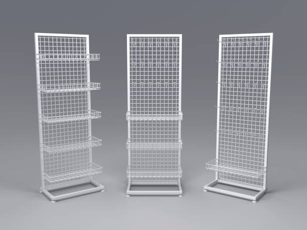 istock Metal shelf-racks, display cases in a supermarket 1774575510