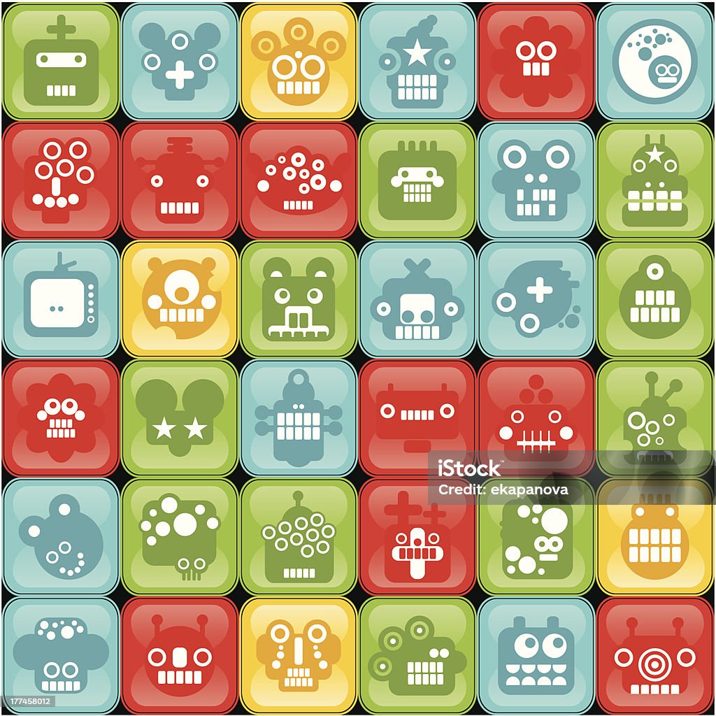 Vector Robots Button Robots On Buttons Seamless Background Stock Illustration - Download ...