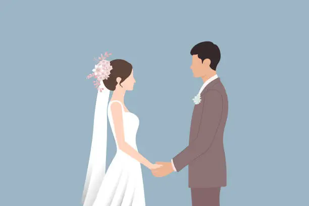 Vector illustration of wedding couple Bride and groom.