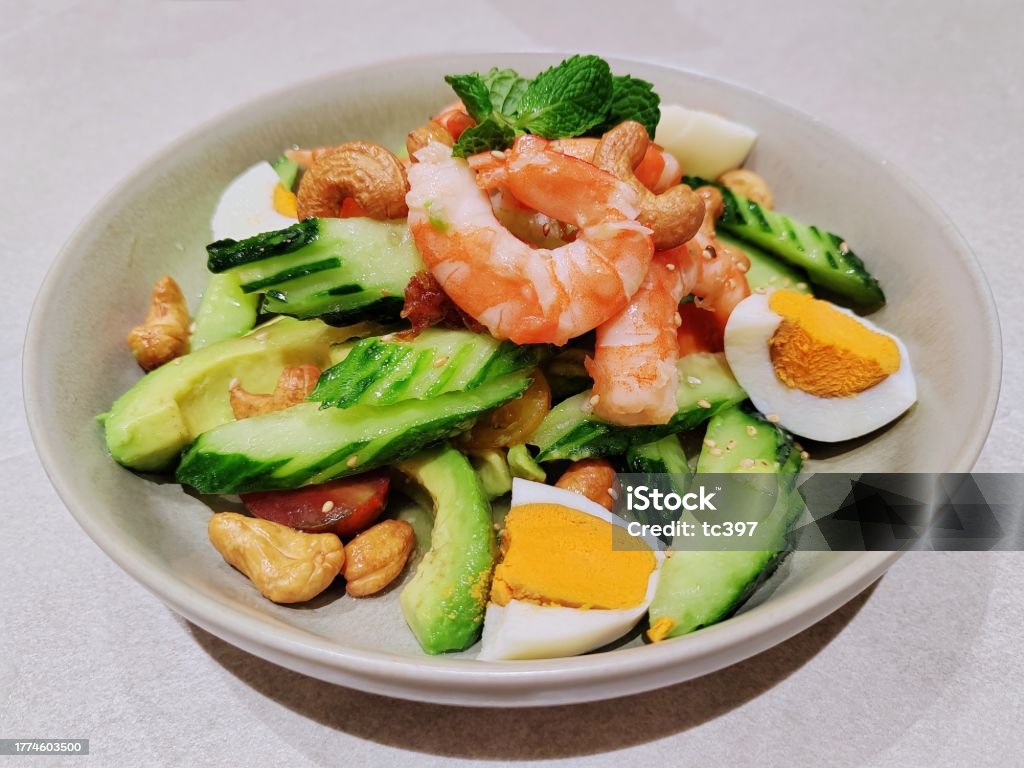 Prawn and Avocado Salad Appetizer Stock Photo