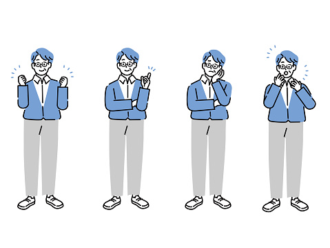 blue, sales, monochromatic, short sleeves, simple color, senior, simple, middle-aged male, middle-aged, guts pose, guidance, facial expression, full body, illustration, person, man, 30s, salaried worker, motivation, think, understand, effort, surprise, worry, know, vector, family, father, business, businessman, question mark, difficulty, communication, marketing profile, job, trouble, baffle, solve, problem, research. study, learn, method, presentation, social media, conference, young