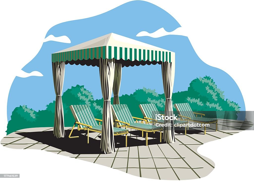 Backyard sole Shade e sedie sdraio - arte vettoriale royalty-free di Gazebo