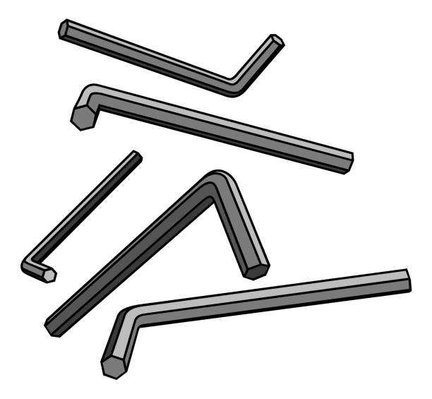 Hex Wrenches Set of hex wrenches. hex wrench stock illustrations