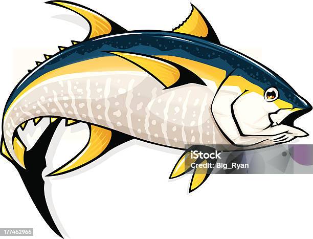 Tuńczyk Żółtopłetwy - Stockowe grafiki wektorowe i więcej obrazów Tuńczyk - zwierzę - Tuńczyk - zwierzę, Rybactwo, Łowić ryby