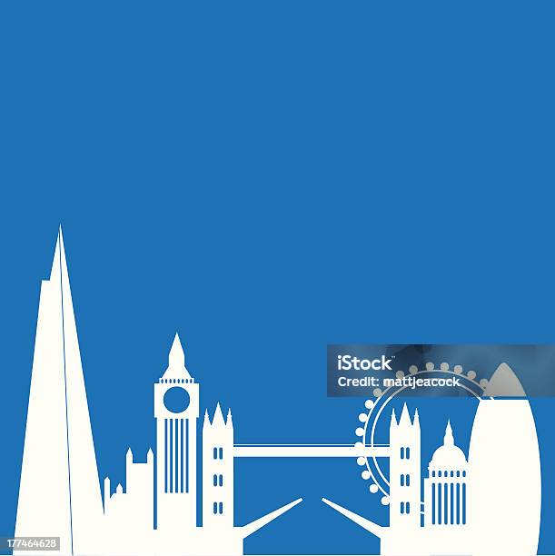 Skyline Di Londra Con Sfondo Blu - Immagini vettoriali stock e altre immagini di Londra - Londra, Orizzonte urbano, Sagoma - Controluce